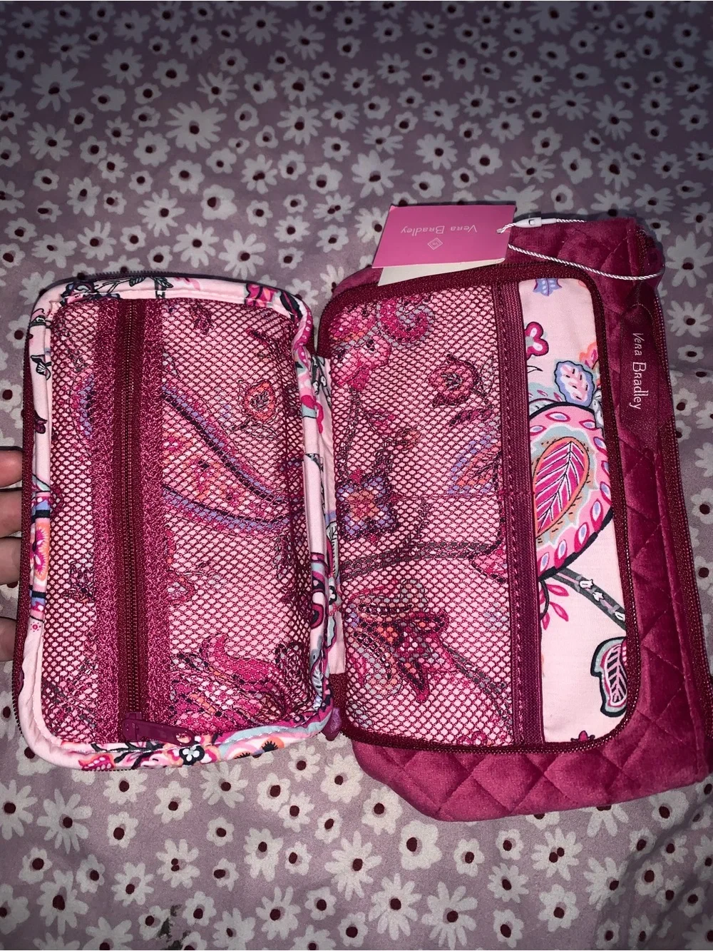 Vera Bradley Velvet Quilted Cosmetic Pouch in Deep Plum